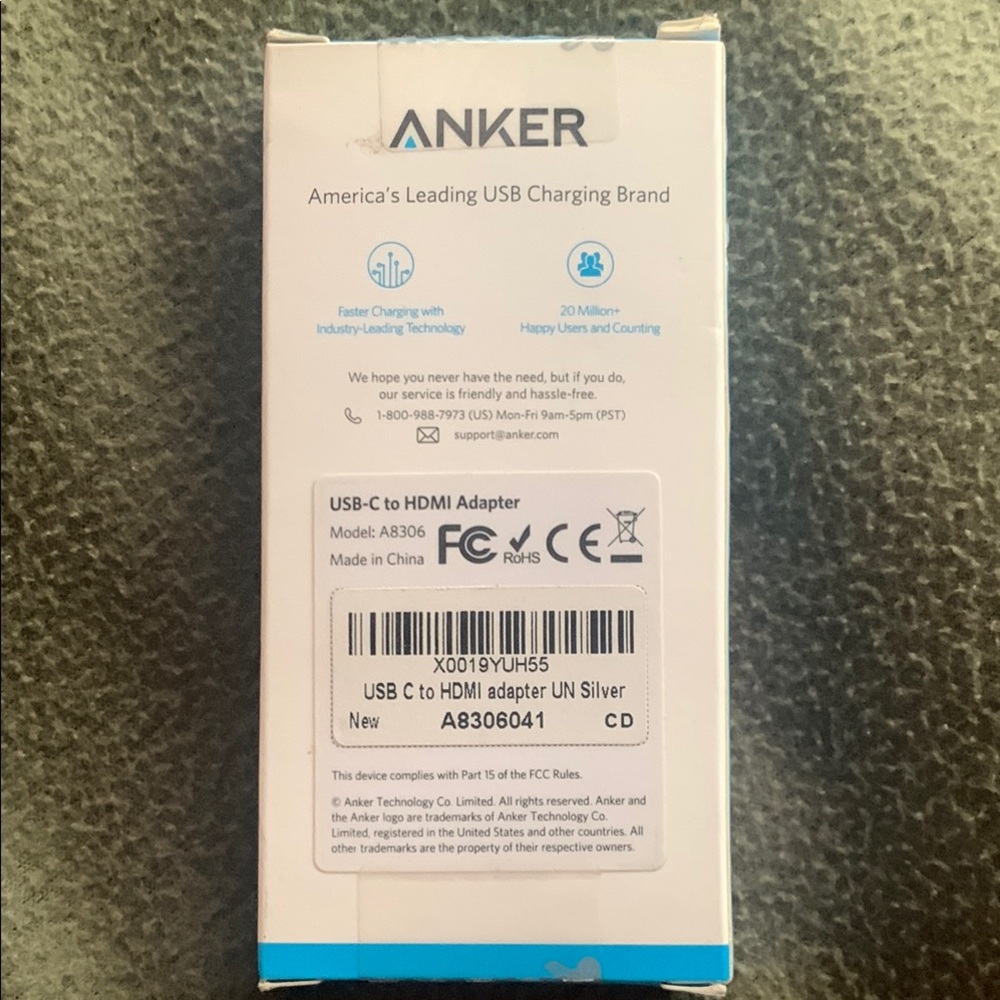 NIB Anker USB-C to HDMI Adapter. Silver. Model A8306.